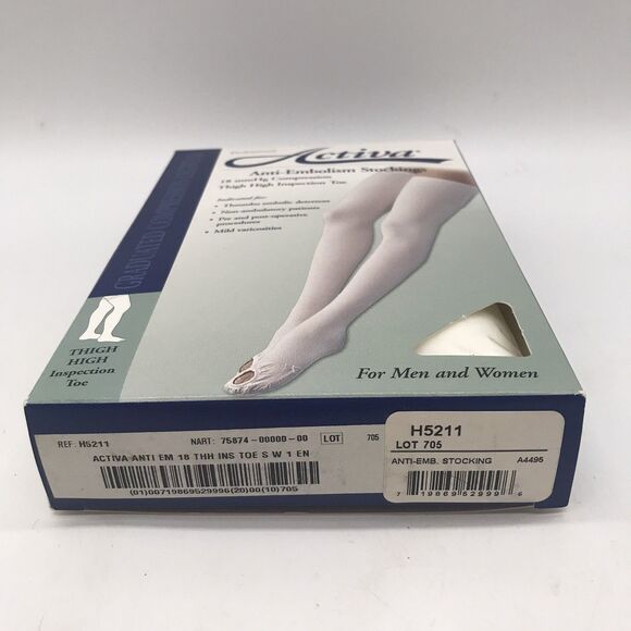 Activa Anti Embolism 18 mmHg Compression Sm. Thigh High Inspection Toe Stockings - Picture 2 of 7
